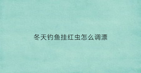 冬天钓鱼挂红虫怎么调漂(冬天挂红虫用什么钩)