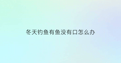 冬天钓鱼有鱼没有口怎么办(冬天钓鱼没口)