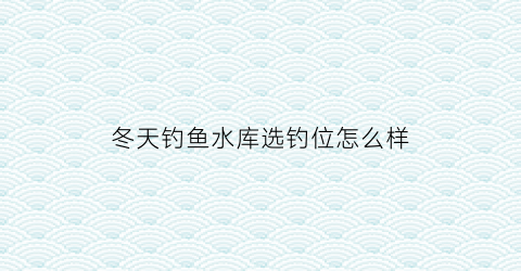 冬天钓鱼水库选钓位怎么样