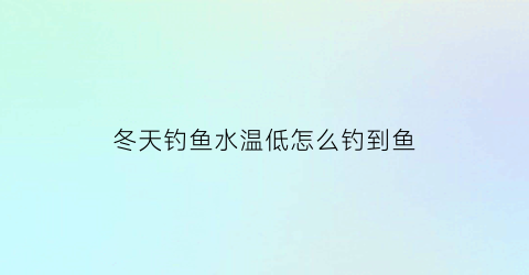 冬天钓鱼水温低怎么钓到鱼(冬天钓鱼水温低怎么钓到鱼呢)