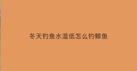 冬天钓鱼水温低怎么钓鲫鱼(冬季水温低如何钓鱼)
