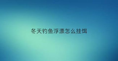 冬天钓鱼浮漂怎么挂饵(冬天钓鱼浮漂怎么挂饵最好)