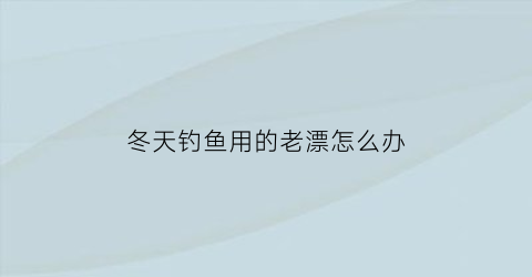 “冬天钓鱼用的老漂怎么办(冬天钓鱼鱼漂大一点行不行)