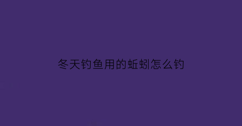 冬天钓鱼用的蚯蚓怎么钓(冬天钓蚯蚓怎么调漂)