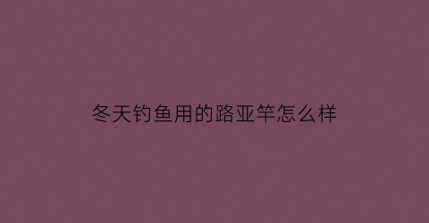 “冬天钓鱼用的路亚竿怎么样(冬天钓路亚竿好钓鱼吗)