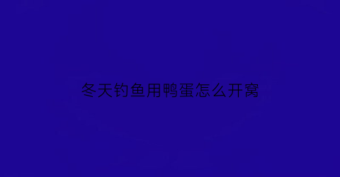 “冬天钓鱼用鸭蛋怎么开窝(冬天鸭蛋要多长时间)