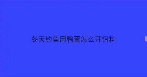 冬天钓鱼用鸭蛋怎么开饵料(冬天鸭蛋要多长时间)