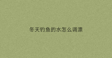 冬天钓鱼的水怎么调漂(冬天钓鱼怎样调漂)