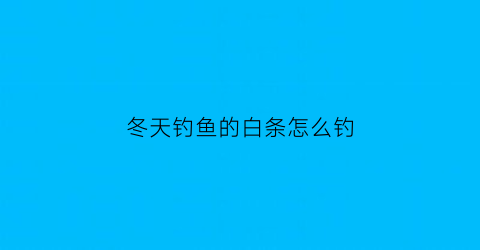 “冬天钓鱼的白条怎么钓(冬天钓鱼的白条怎么钓视频)