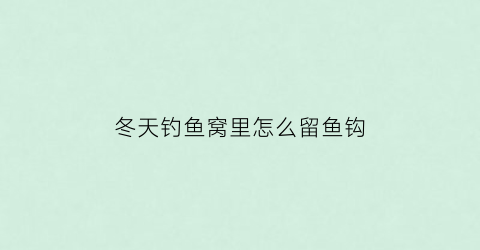 “冬天钓鱼窝里怎么留鱼钩(冬天钓鱼窝里怎么留鱼钩呢)