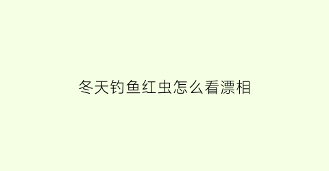 “冬天钓鱼红虫怎么看漂相(冬天钓红虫怎么调漂)