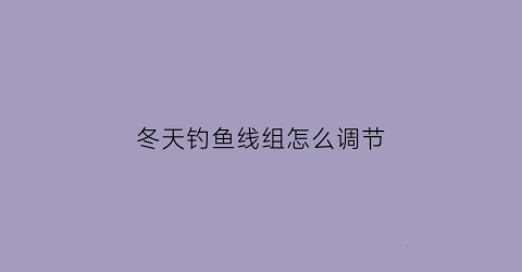 冬天钓鱼线组怎么调节(冬天钓鱼怎么配线组)
