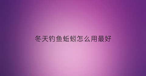 冬天钓鱼蚯蚓怎么用最好(冬天用蚯蚓钓什么鱼)