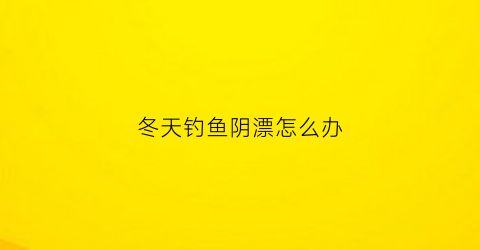 冬天钓鱼阴漂怎么办(冬钓阴天可以钓浅吗)