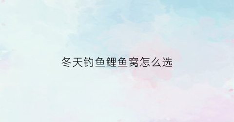 冬天钓鱼鲤鱼窝怎么选(冬天鲤鱼打窝用什么最好)