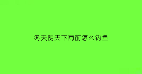 冬天阴天下雨前怎么钓鱼