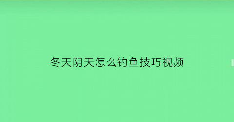 “冬天阴天怎么钓鱼技巧视频(冬天阴天怎么钓鱼技巧视频教程)