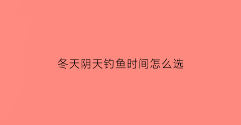 冬天阴天钓鱼时间怎么选