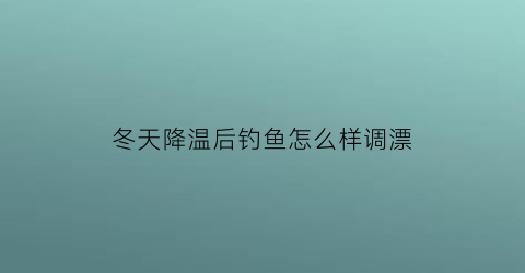 冬天降温后钓鱼怎么样调漂(冬天降温了好钓鲫鱼吗)