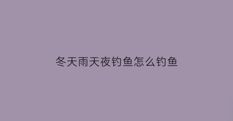 “冬天雨天夜钓鱼怎么钓鱼(冬天雨天夜钓鱼怎么钓鱼的)