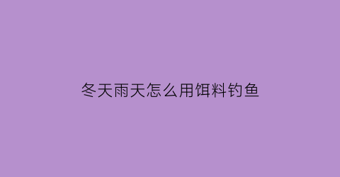 冬天雨天怎么用饵料钓鱼(冬天雨天钓鱼钓深水还是浅水)