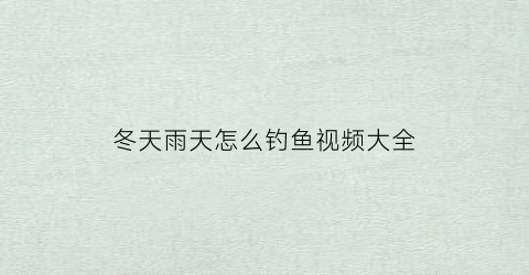 冬天雨天怎么钓鱼视频大全(冬天雨天钓鱼技巧)
