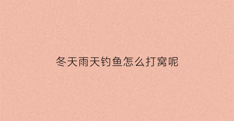 冬天雨天钓鱼怎么打窝呢(冬天雨天钓鱼钓深水还是浅水)