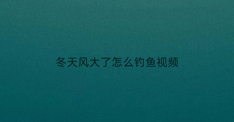 “冬天风大了怎么钓鱼视频(冬天风大了怎么钓鱼视频教程)