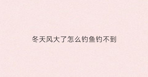 冬天风大了怎么钓鱼钓不到(冬天风大了怎么钓鱼钓不到鱼)