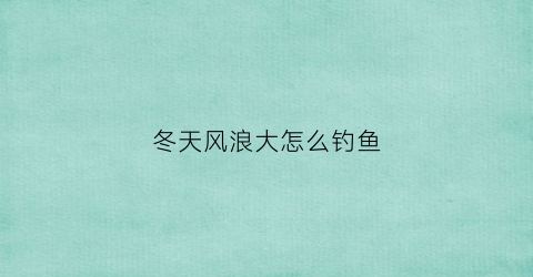 冬天风浪大怎么钓鱼(冬季有风浪怎么选钓点)