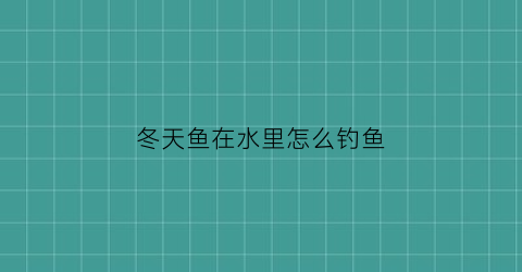“冬天鱼在水里怎么钓鱼(冬天鱼在水里游动吗)