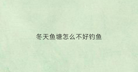 冬天鱼塘怎么不好钓鱼(冬天鱼塘钓鱼用什么饵料好)