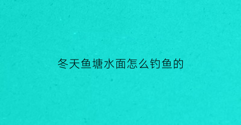 冬天鱼塘水面怎么钓鱼的