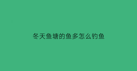 冬天鱼塘的鱼多怎么钓鱼