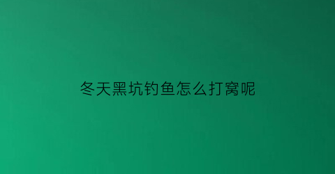 冬天黑坑钓鱼怎么打窝呢