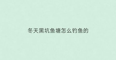 “冬天黑坑鱼塘怎么钓鱼的(冬天黑坑鱼塘怎么钓鱼的视频)