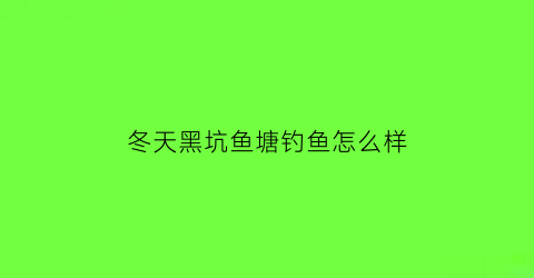 “冬天黑坑鱼塘钓鱼怎么样(冬天黑坑鱼塘钓鱼怎么样呢)