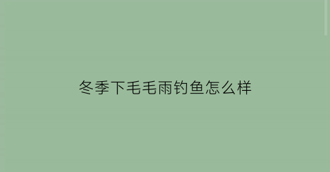 冬季下毛毛雨钓鱼怎么样(冬天下毛毛雨好钓鱼吗)