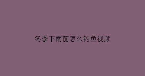 “冬季下雨前怎么钓鱼视频(冬天雨前是否能钓鲫鱼)