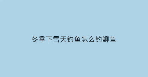 “冬季下雪天钓鱼怎么钓鲫鱼(冬天下雪能钓到鱼吗)