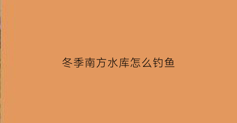 冬季南方水库怎么钓鱼(南方冬季水库钓位选择)