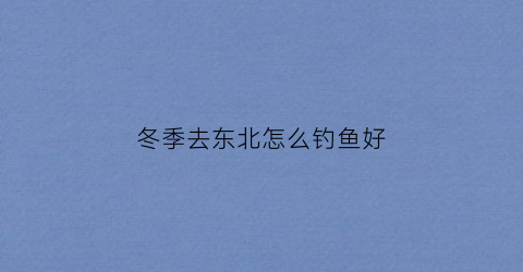 冬季去东北怎么钓鱼好(东北人冬天钓鱼)
