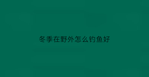 冬季在野外怎么钓鱼好(冬季野钓鱼的技巧和方法)