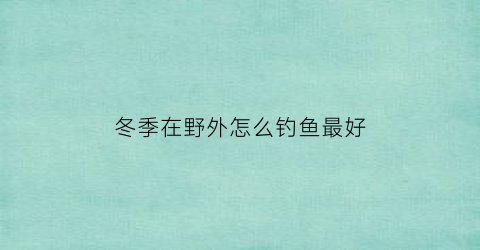 “冬季在野外怎么钓鱼最好(冬季野外钓鱼用什么饵料好)