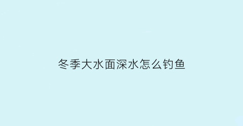 冬季大水面深水怎么钓鱼(冬天钓大水面)