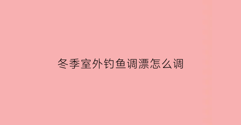 冬季室外钓鱼调漂怎么调
