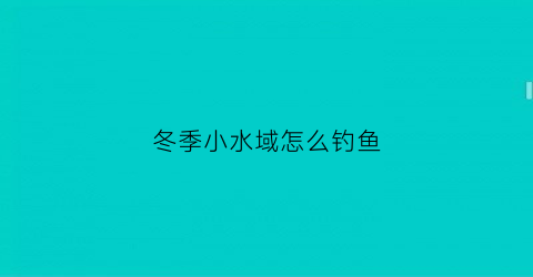 冬季小水域怎么钓鱼(冬季大水域野钓怎么钓鲫鱼)