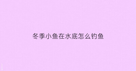 “冬季小鱼在水底怎么钓鱼(冬天小鱼在水库什么位置多)