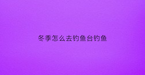 冬季怎么去钓鱼台钓鱼(冬季野钓台钓)
