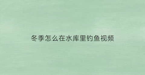 “冬季怎么在水库里钓鱼视频(冬季怎么在水库里钓鱼视频教程)